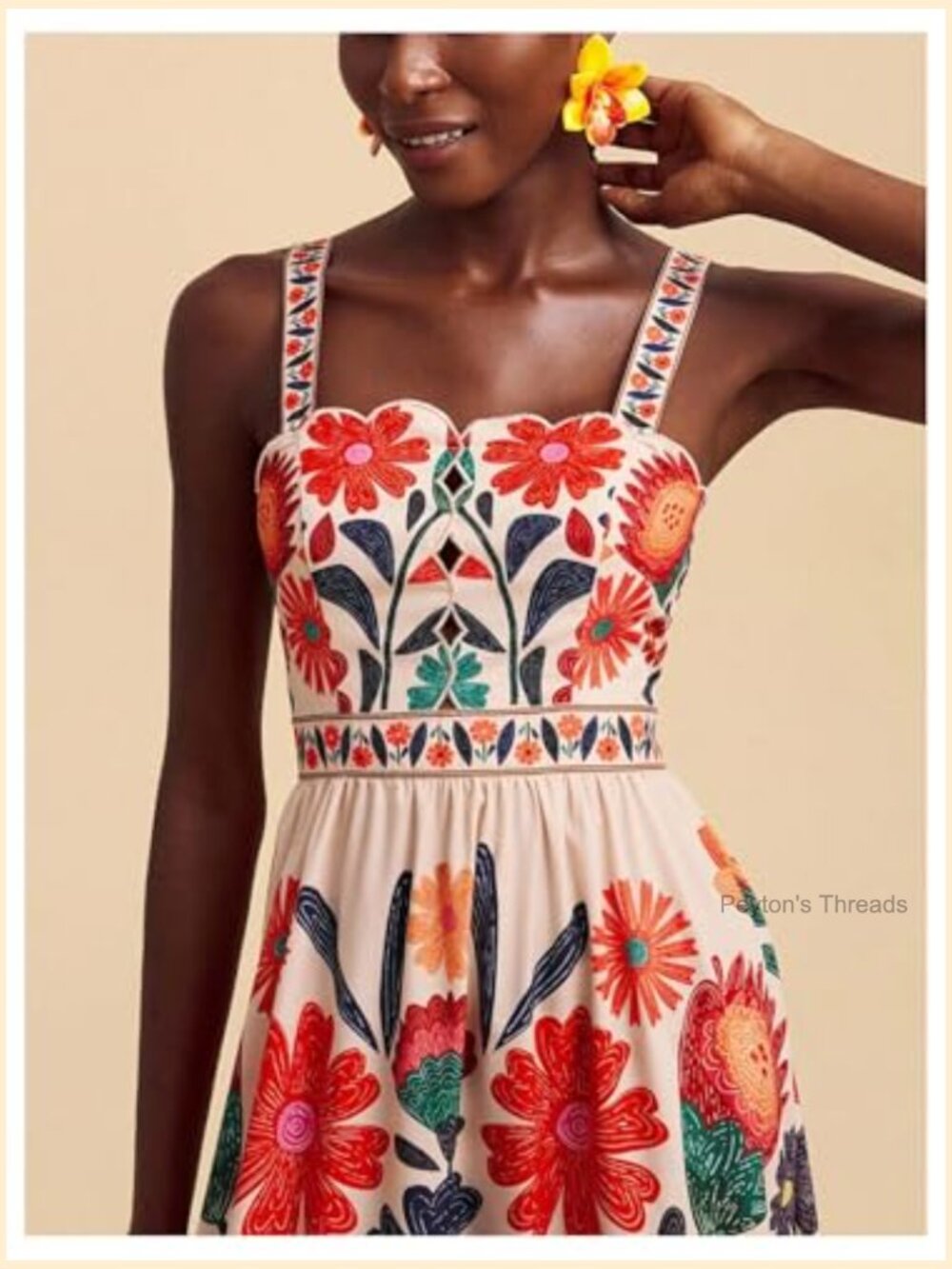 Boho Floral Print Cami Dress Sleeveless A-Line Maxi Dress Sun Dresses - Picture 5 of 5